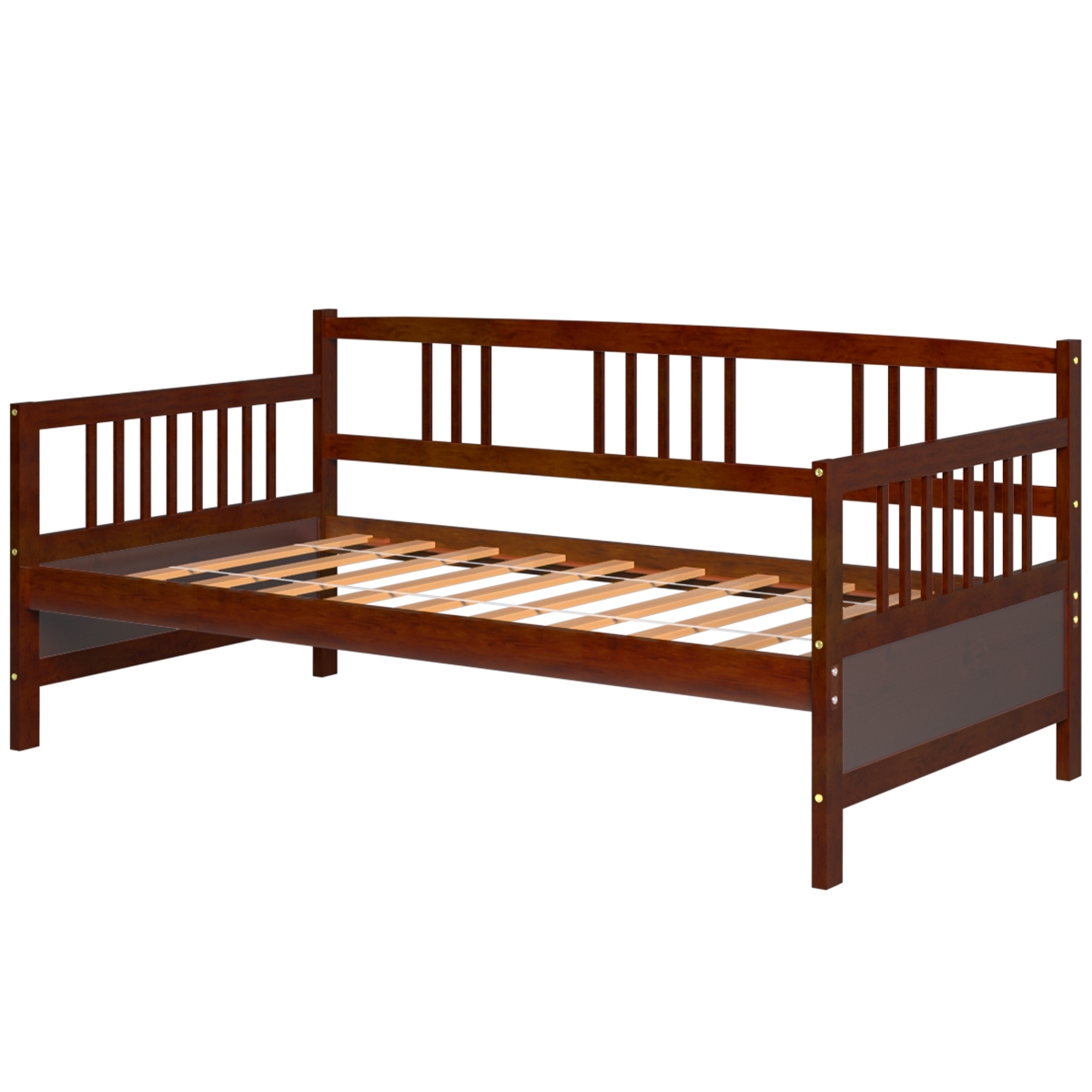 Twin Size Wooden Slats Daybed Bed with Rails-Cherry - Image 2
