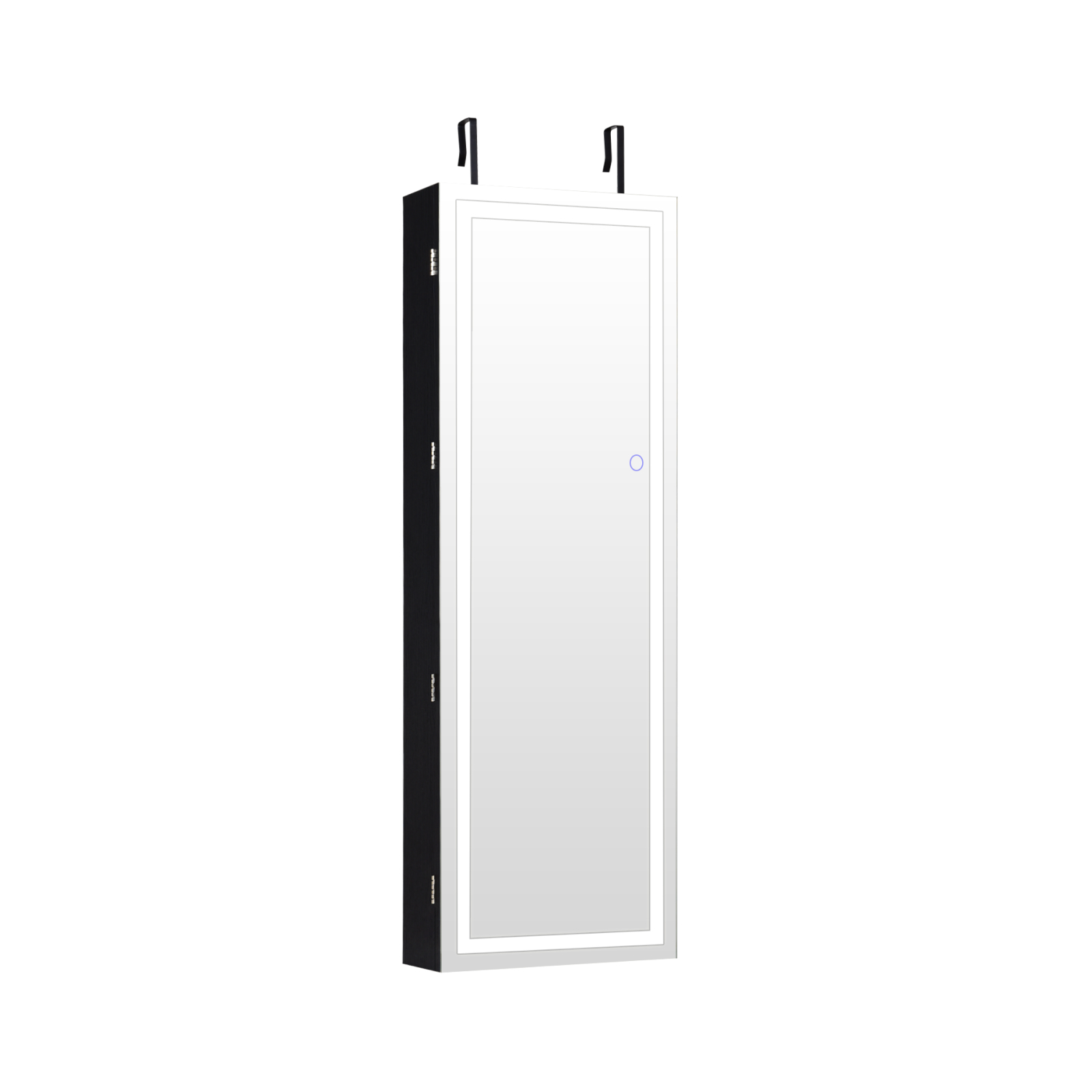 Door Wall Mount Touch Screen Mirrored Jewelry Cabinet-Black - Image 2