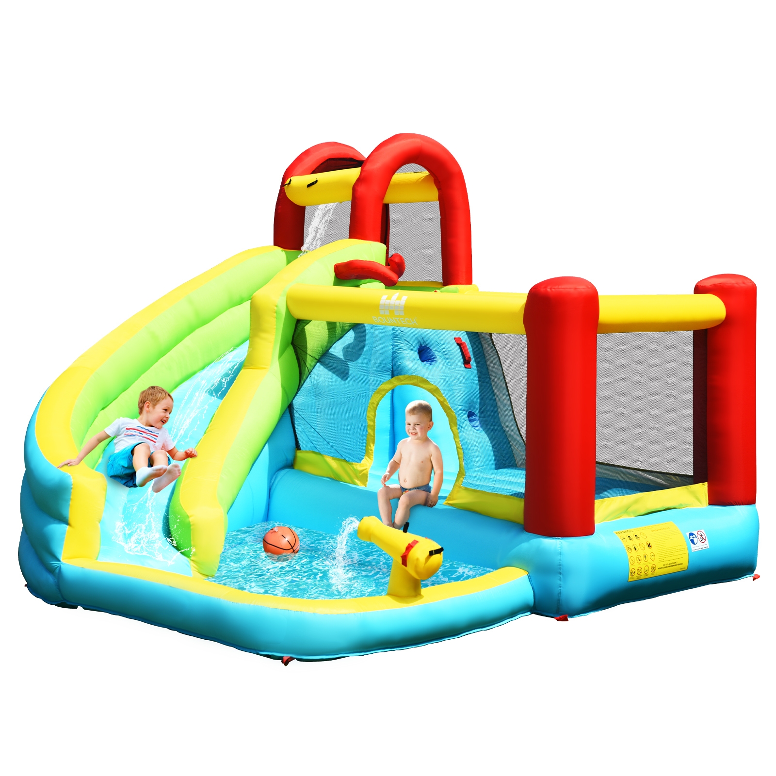 6-in-1 Inflatable Bounce House with Climbing Wall and Basketball Hoop without Blower - Image 2