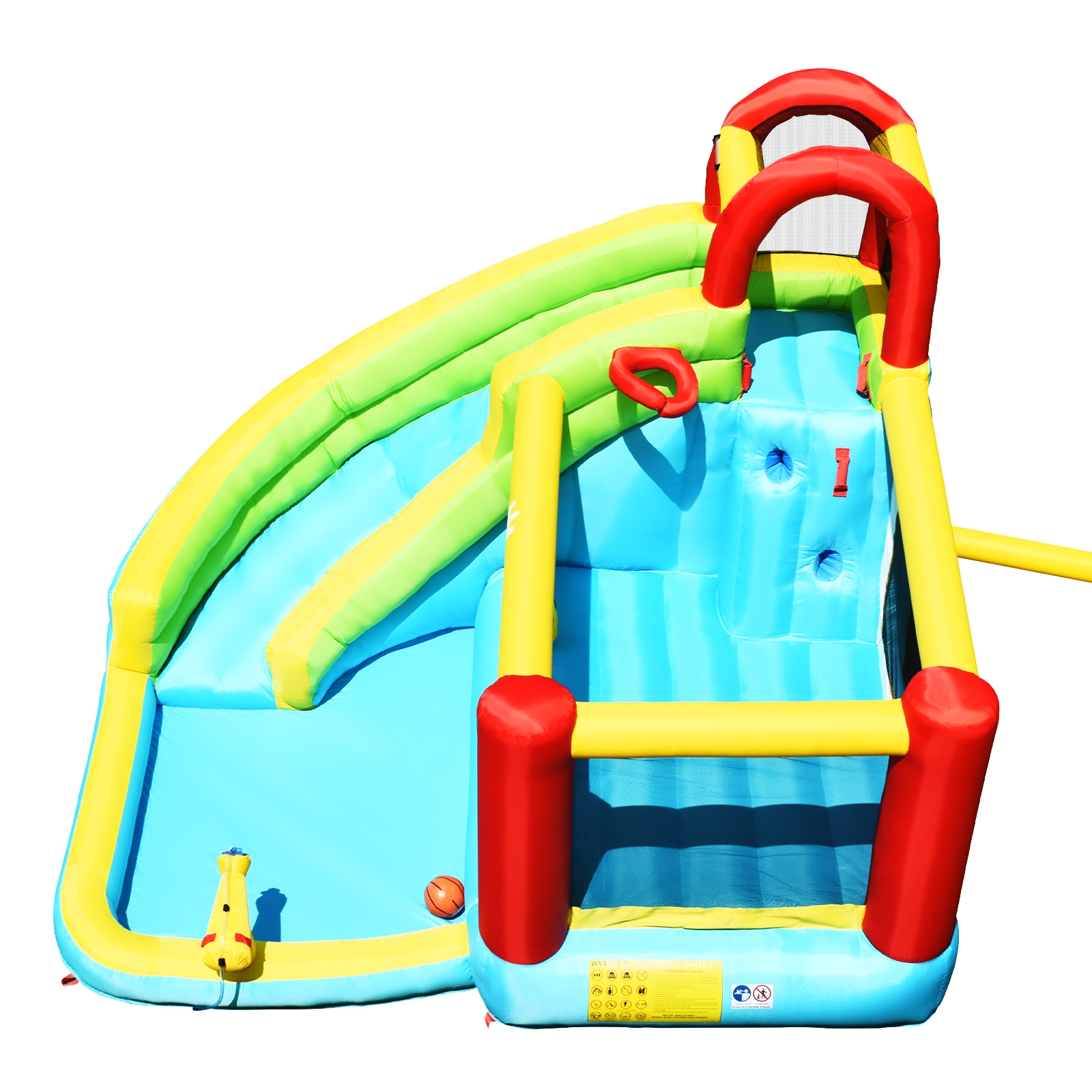 6-in-1 Inflatable Bounce House with Climbing Wall and Basketball Hoop without Blower - Image 6