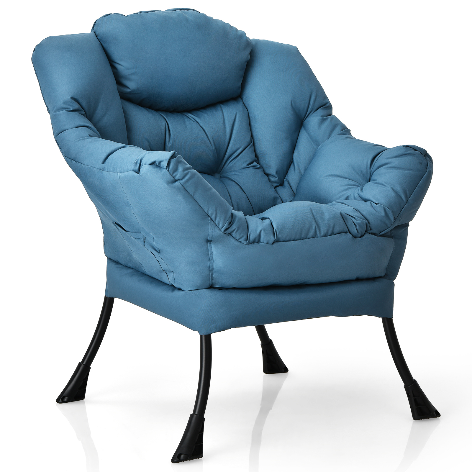 Modern Polyester Fabric Lazy Chair with Steel Frame and Side Pocket-Navy - Image 7