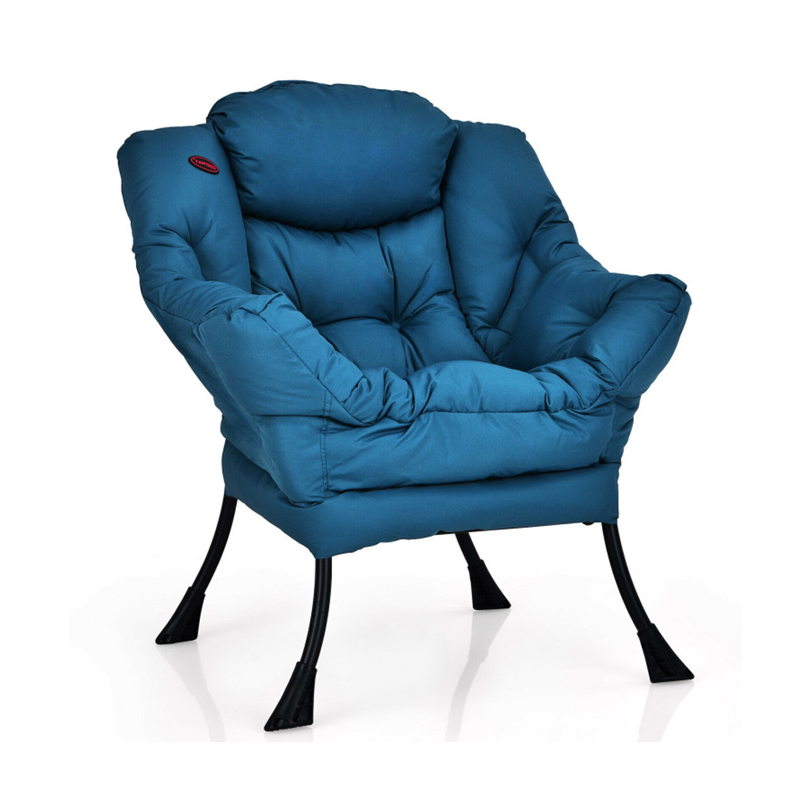 Modern Polyester Fabric Lazy Chair with Steel Frame and Side Pocket-Navy - Image 2