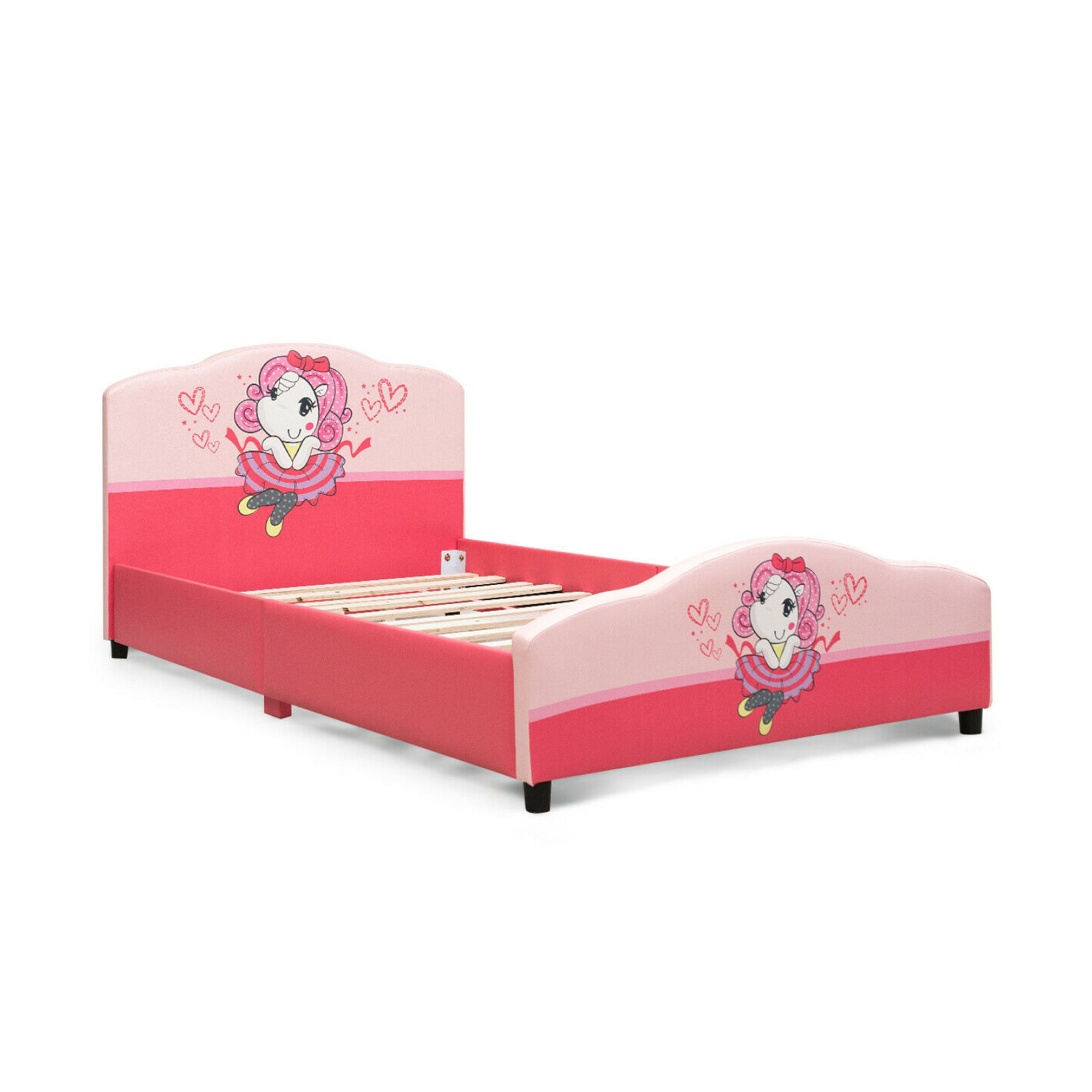 Kids Children Upholstered Platform Toddler Girl Pattern Bed - Image 2