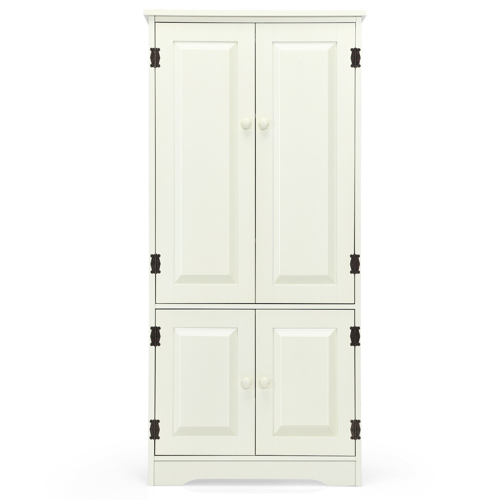 Accent Floor Storage Cabinet with Adjustable Shelves Antique 2-Door-Cream White - Image 3