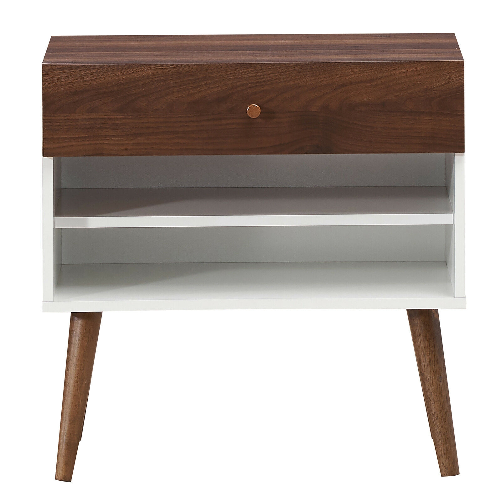 Mid-Century Nightstand with Drawer and Rubber Wood Legs - Image 7