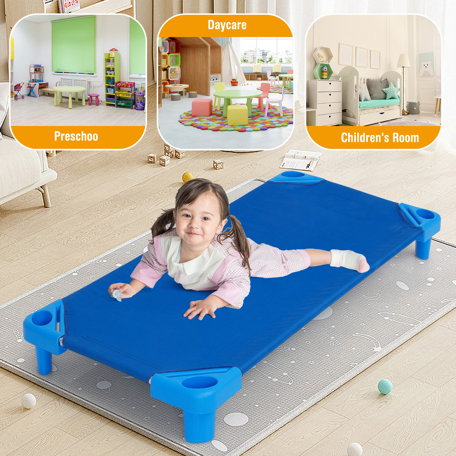 52 Inch x 23 Inch Pack of 6 Kids Stackable Daycare Rest Mat - Image 7
