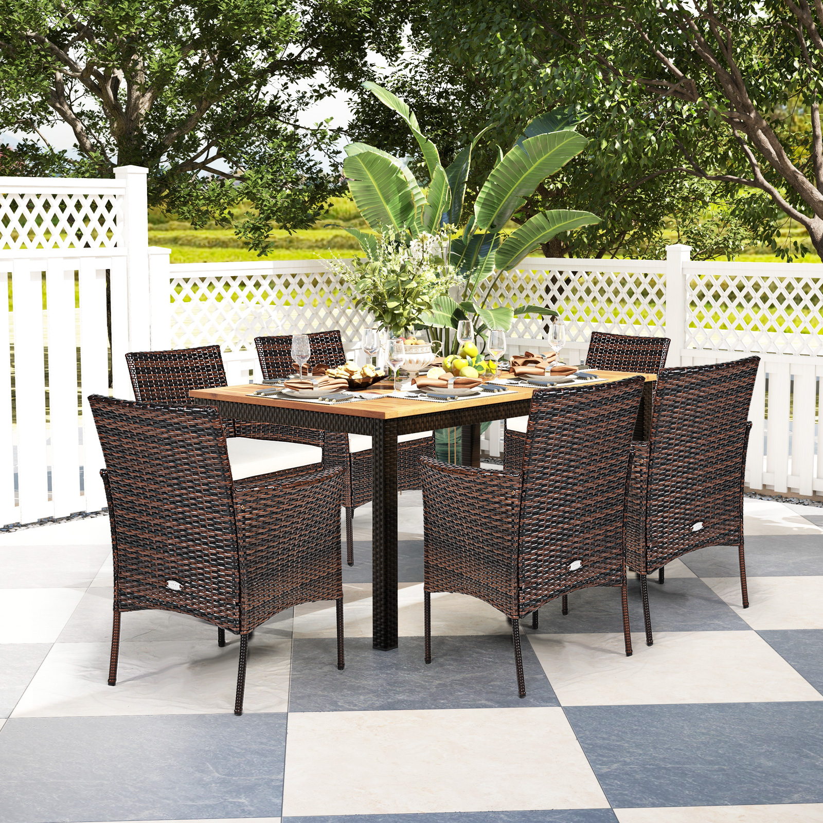 2 Pieces Outdoor PE Rattan Armchairs with Removable Cushions - Image 5