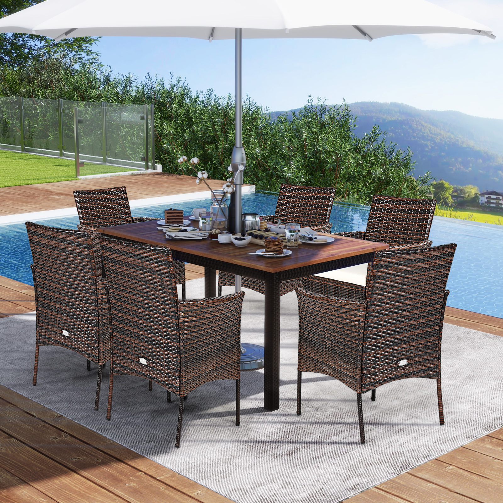2 Pieces Outdoor PE Rattan Armchairs with Removable Cushions - Image 4
