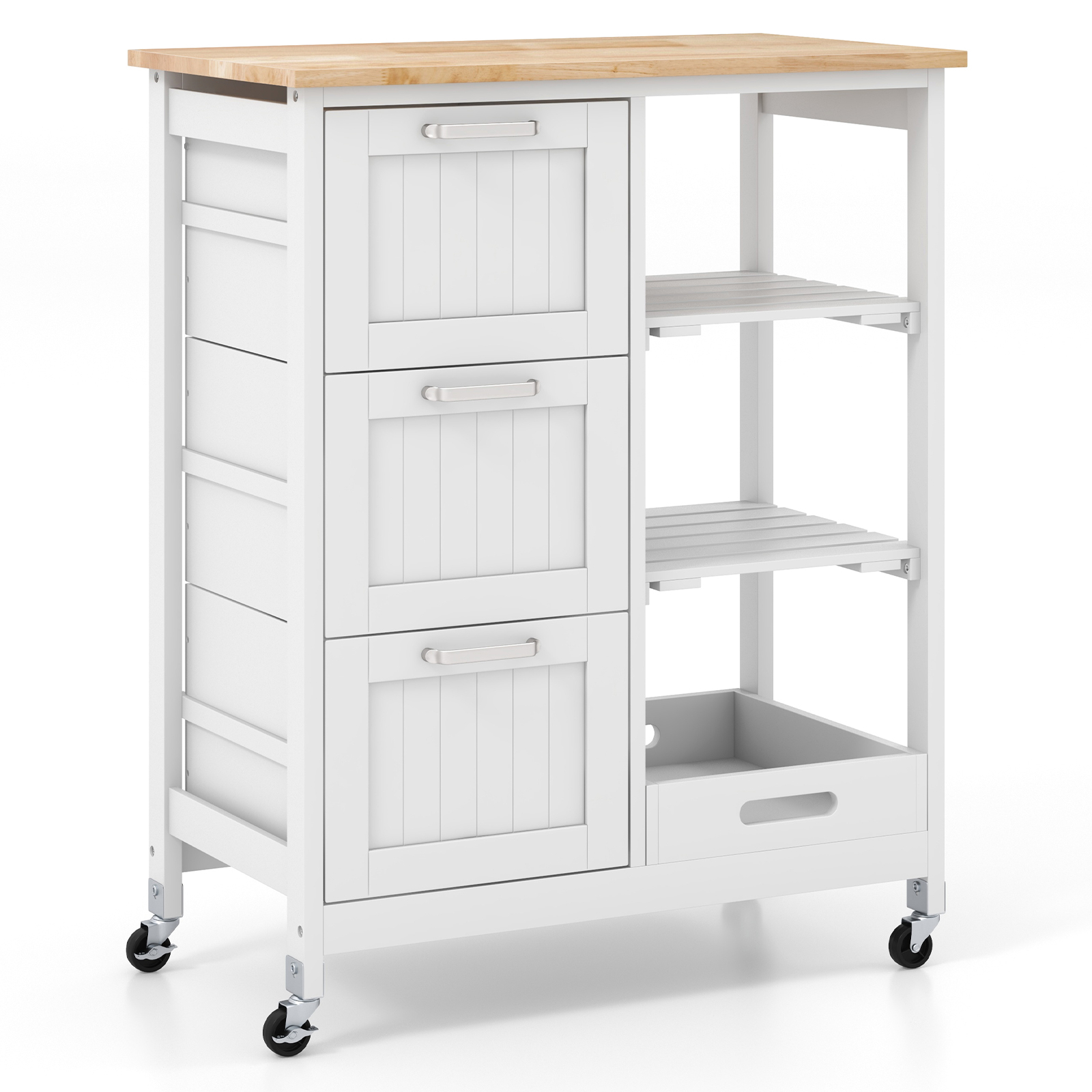 Rolling Kitchen Island Utility Storage Cart-White - Image 3