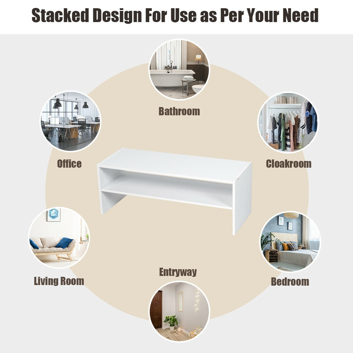 3 Pieces 31-Inch Stackable Multi-Shape Shoe Rack-White - Image 5