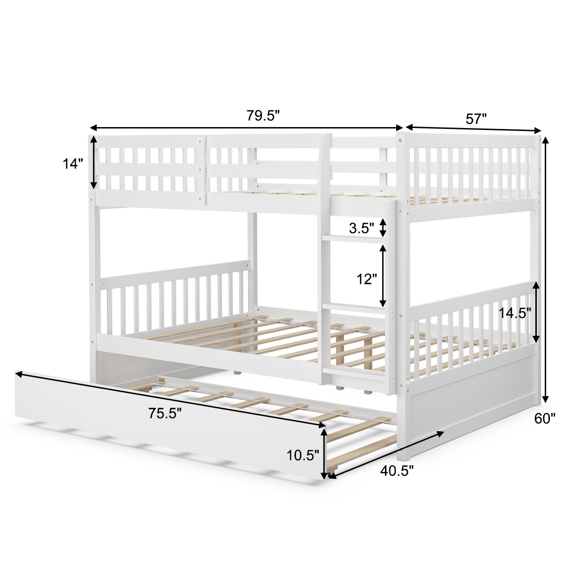 Full over Full Bunk Bed Platform Wood Bunk Bed - Image 4