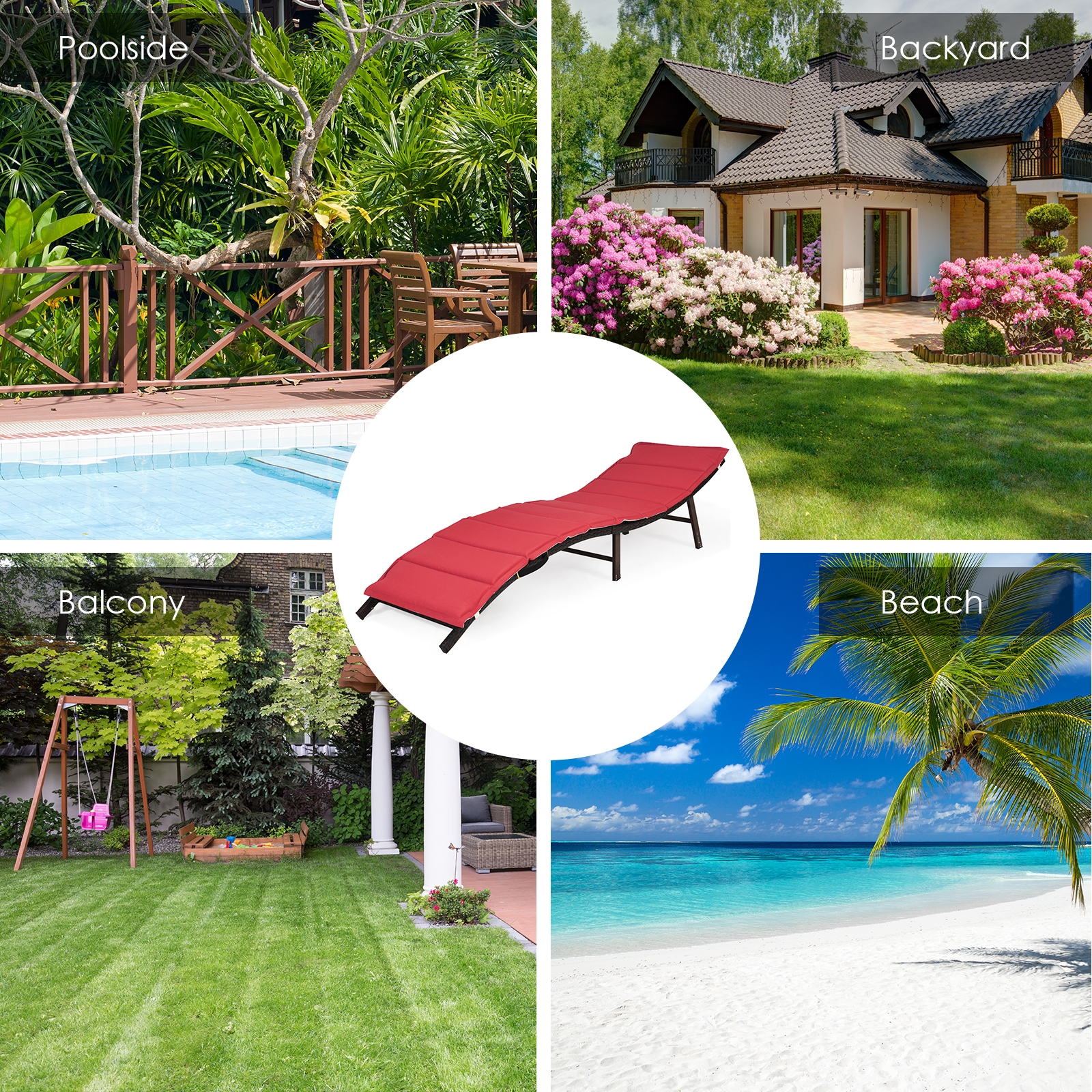 2 Pieces Folding Patio Lounger Chair - Image 7