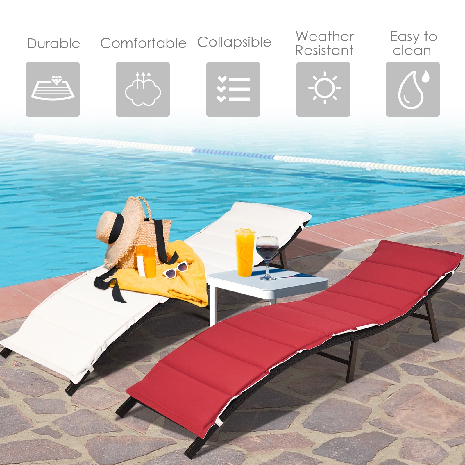 2 Pieces Folding Patio Lounger Chair - Image 5
