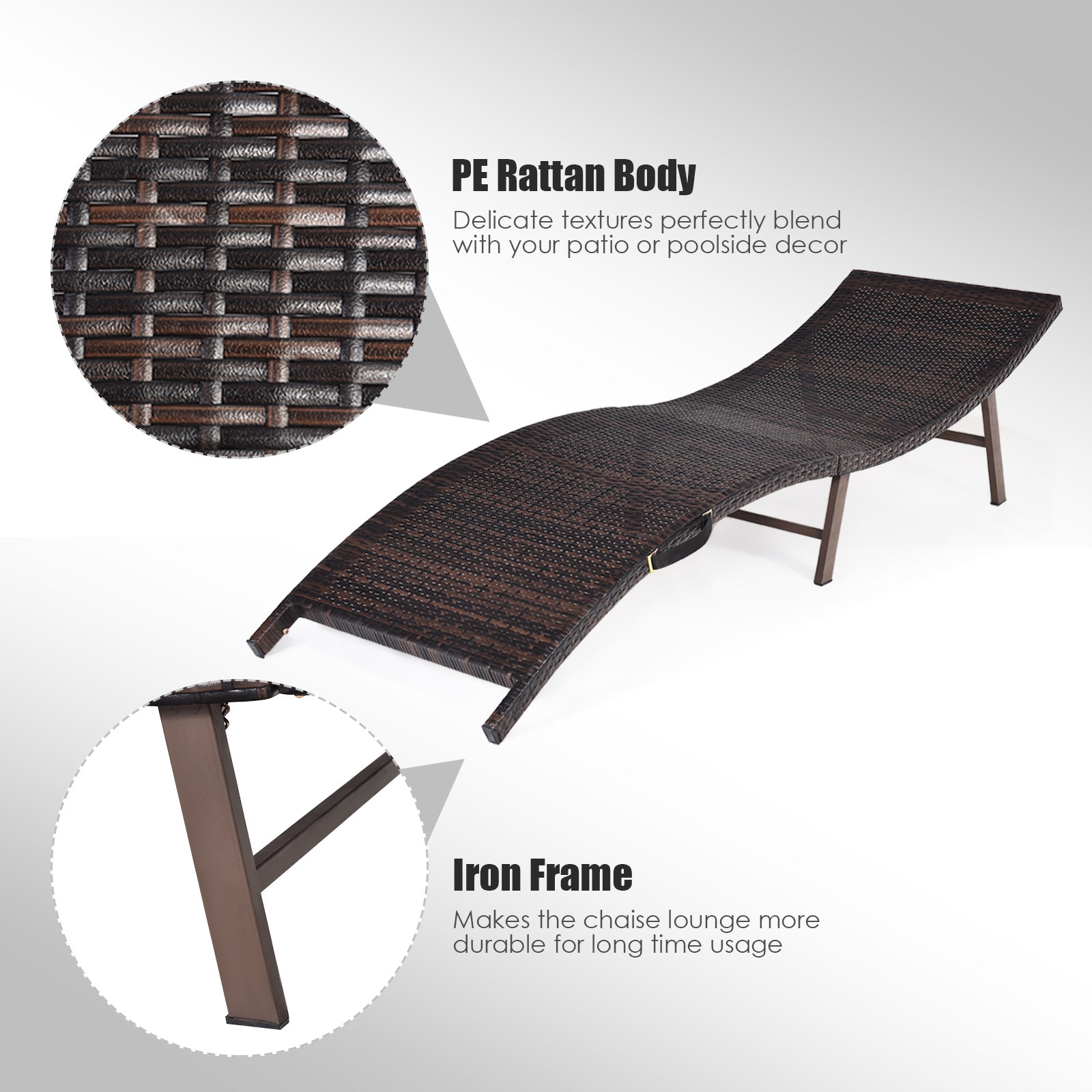 2 Pieces Folding Patio Lounger Chair - Image 6