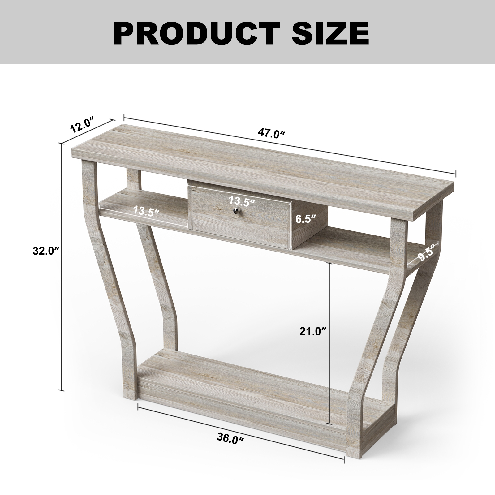 Modern Sofa Accent Table with Drawer-Gray - Image 4