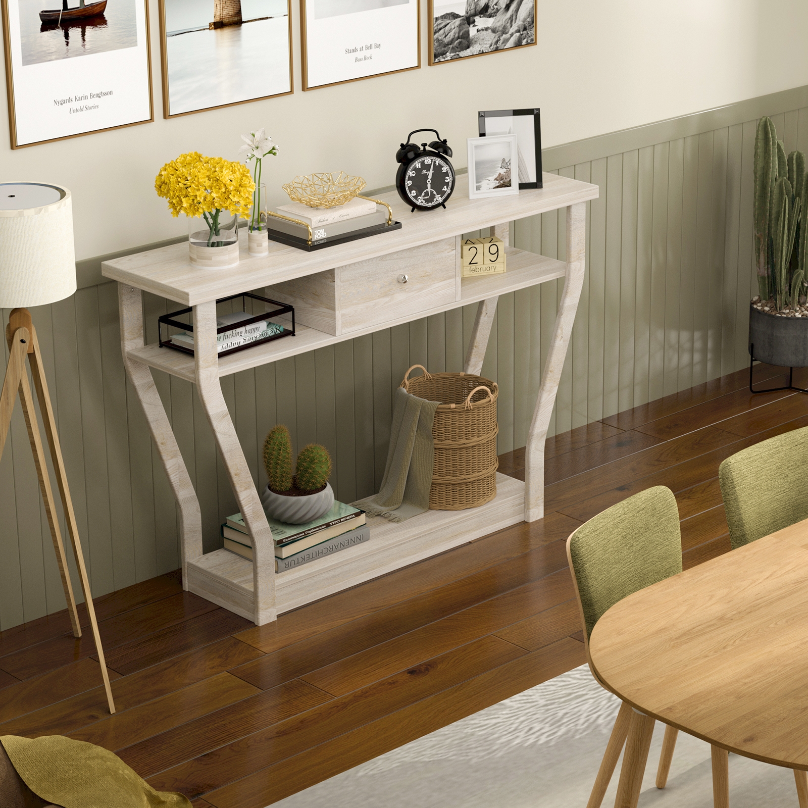 Modern Sofa Accent Table with Drawer-Gray - Image 7