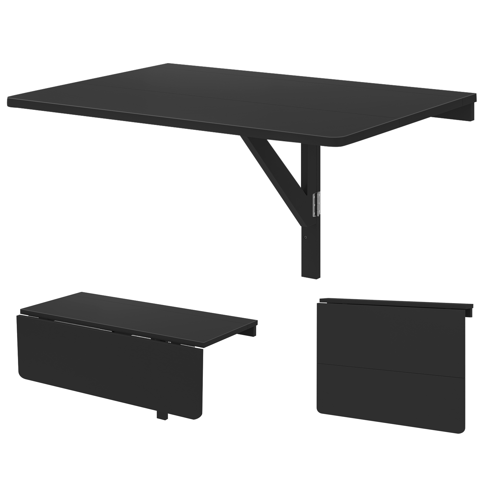 Space Saver Folding Wall-Mounted Drop-Leaf Table-Black - Image 2