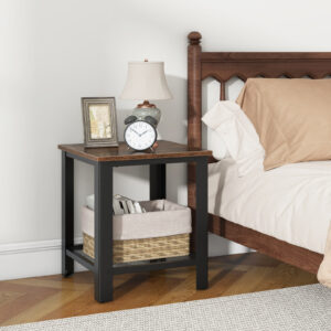 Industrial End Table 2-Tier Side Table-Black