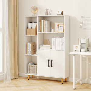Free Standing Pantry Cabinet with 2 Door Cabinet and 5 Shelves