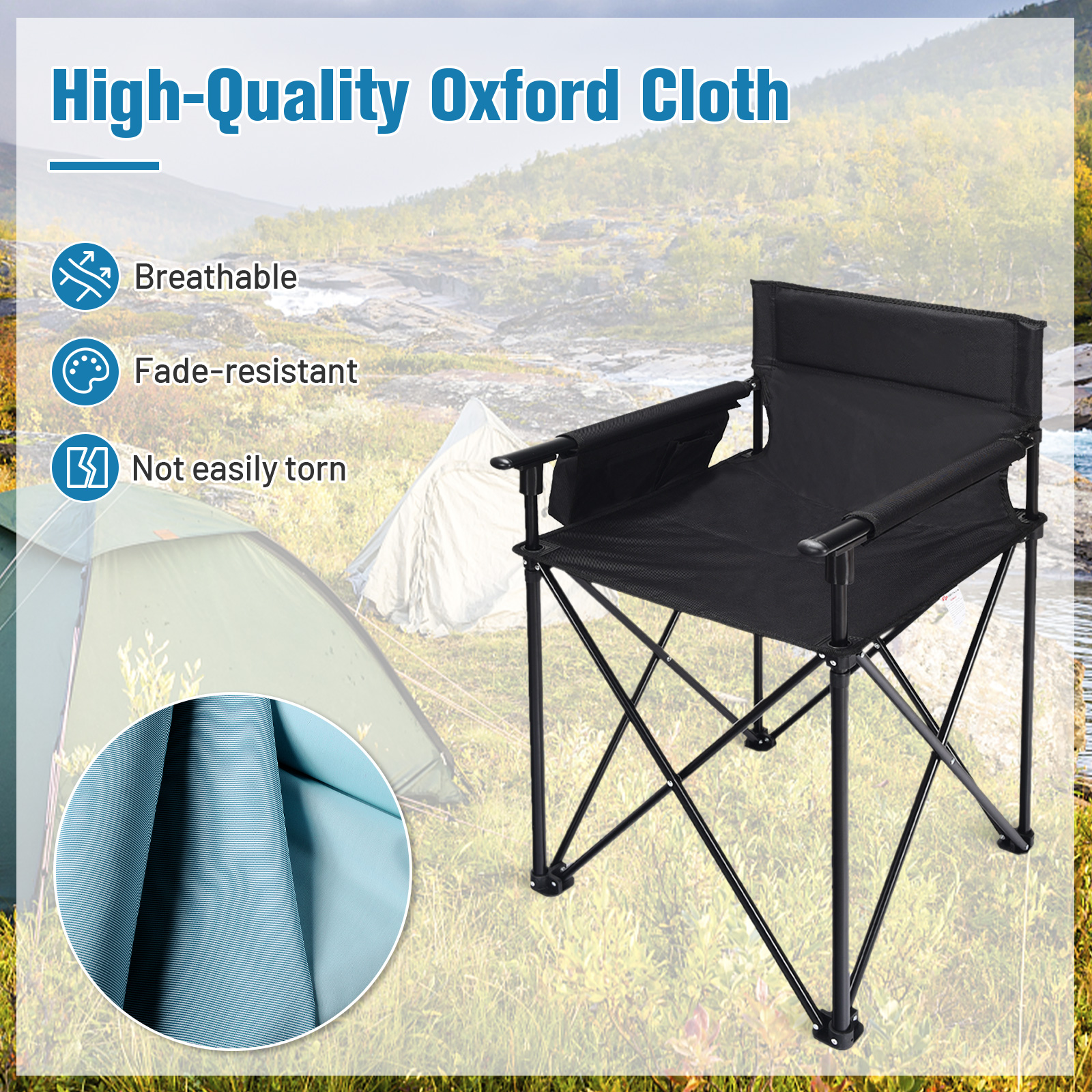 Portable 38 Inch Oversized High Camping Fishing Folding Chair - Image 6