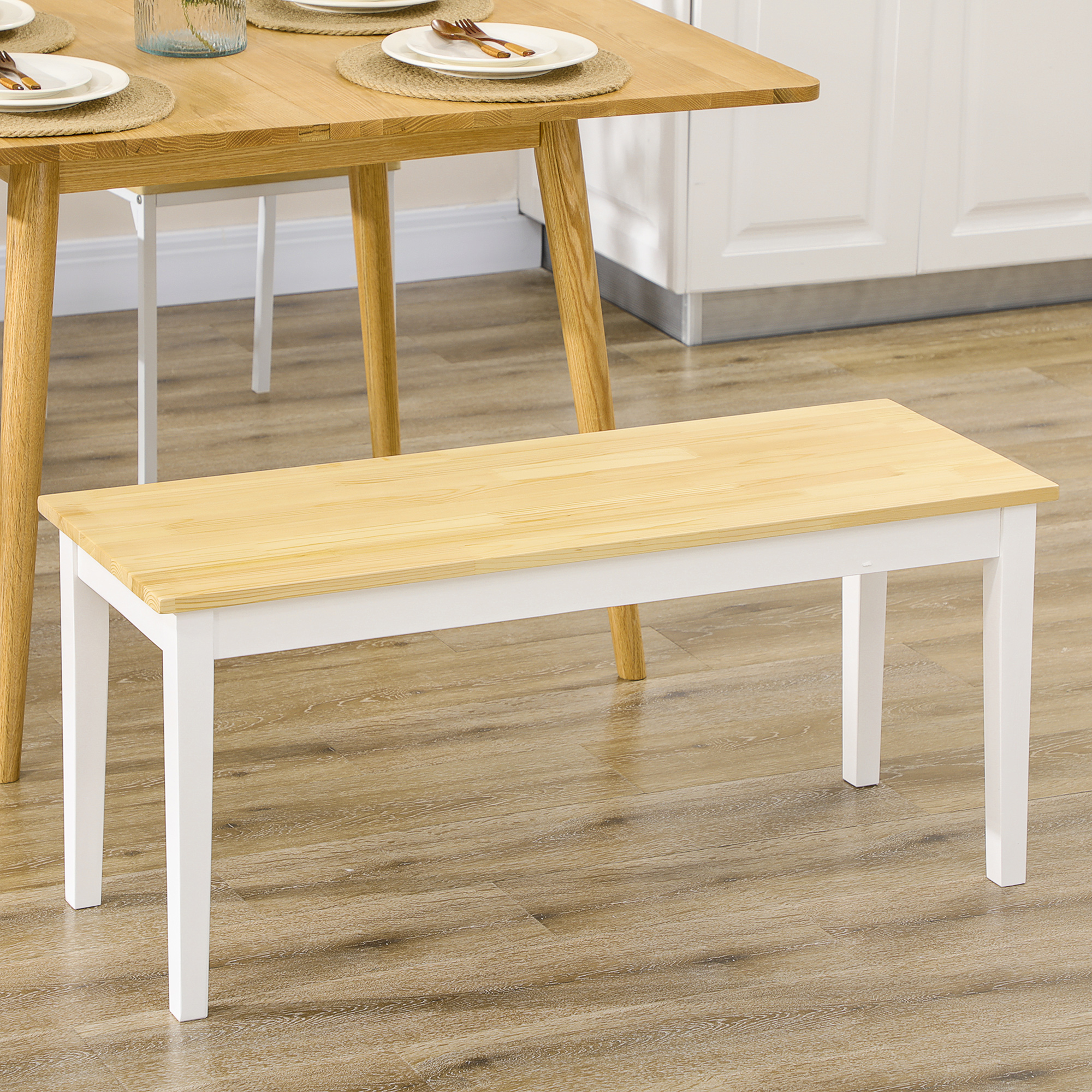 40" Wood Dining Bench for 2 People, Wooden Bench Seat for Kitchen, Dining Room, Entryway, Natural - Image 6