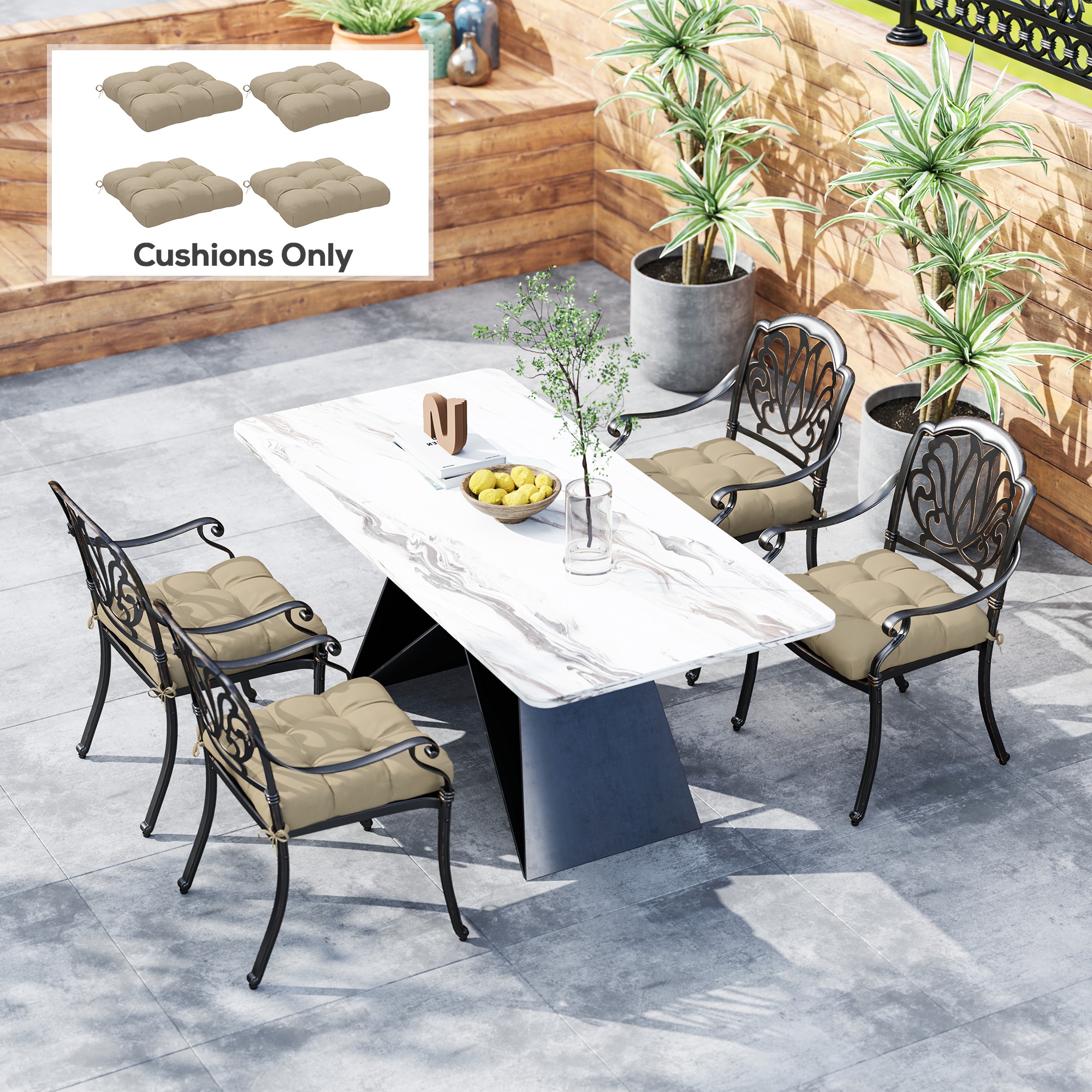 4-Piece Seat Cushion Pillows Replacement, Patio Chair Cushions Set with Ties for Indoor Outdoor - Image 6