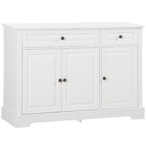 Modern Sideboard Cabinet, Buffet Cabinet with 2 Drawers and Adjustable Shelves, Buffets Tables for Dining Room, White