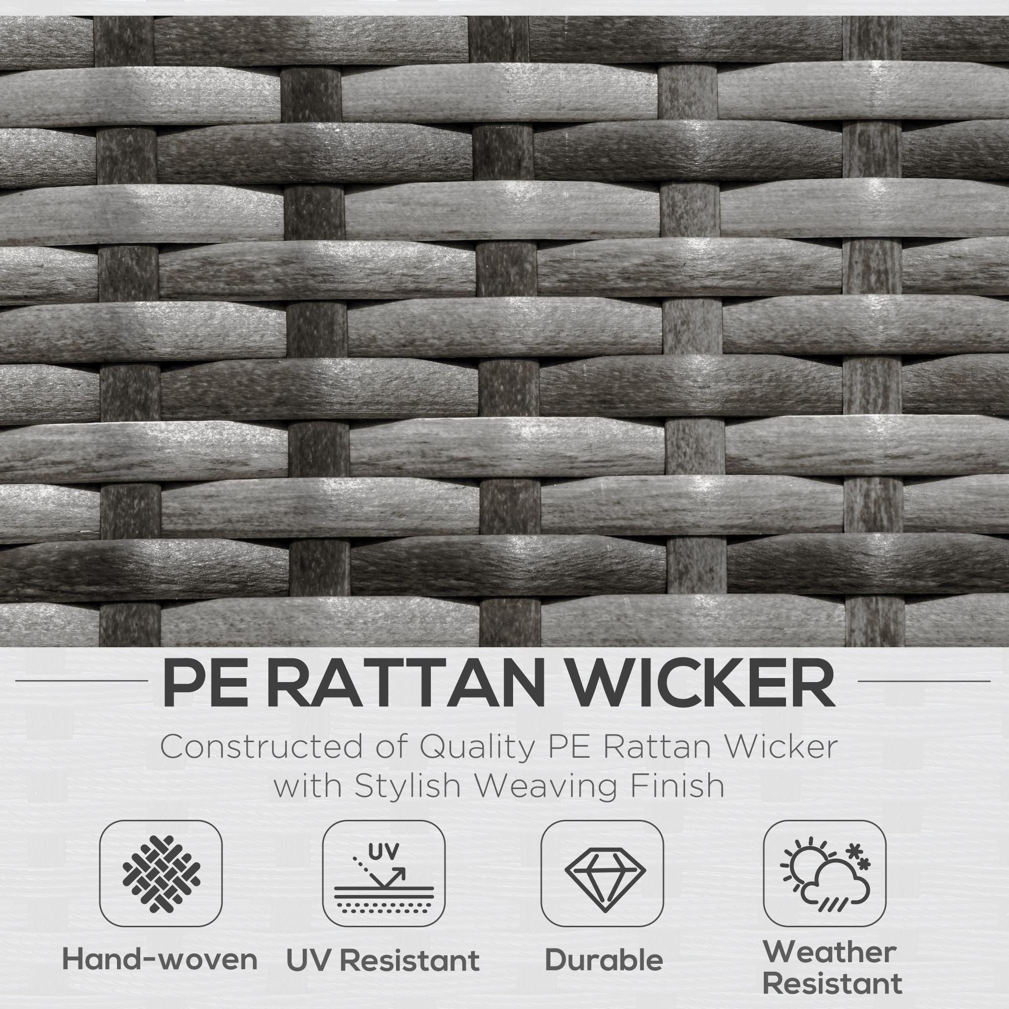 6 Pieces Outdoor PE Rattan Wicker Patio Furniture Sofa Set with Thick Cushions, Deluxe Garden Sectional Couch with Glass Top Table, Mixed Grey and Charcoal - Image 2