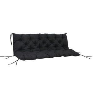 Porch Swing Cushion Garden Bench Cushion with Backrest, Non-Slip 3-Seater Soft Pad, 59.1" x 38.6", Black