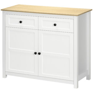 Sideboard, Modern Kitchen Storage Cabinet with Drawers and Adjustable Shelf, for Living Room and Entryway, White