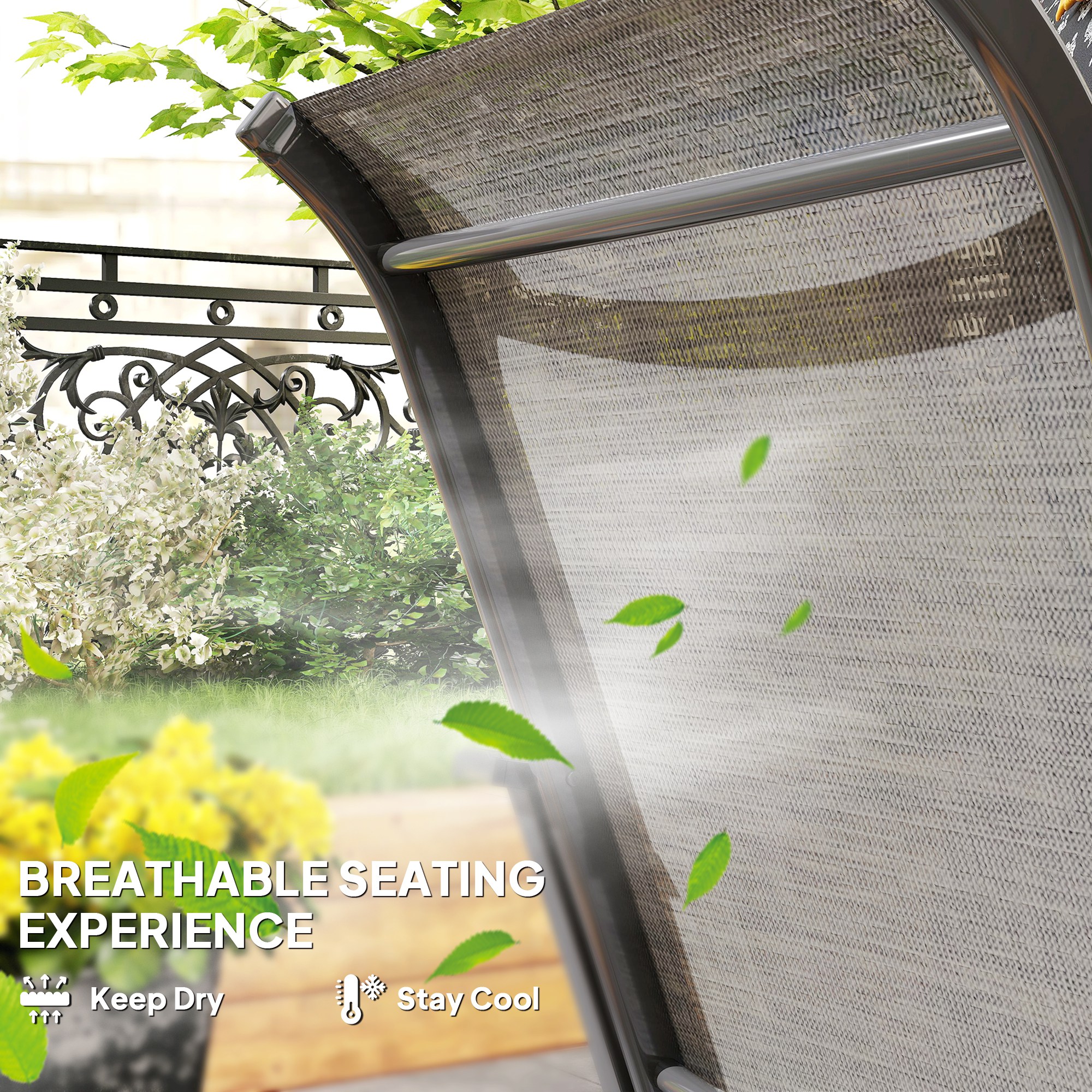 Patio Chairs Set of 2 with Armrest and High Backrest, for Backyard, Balcony, Porch, Poolside, Deck, Garden, Brown - Image 3