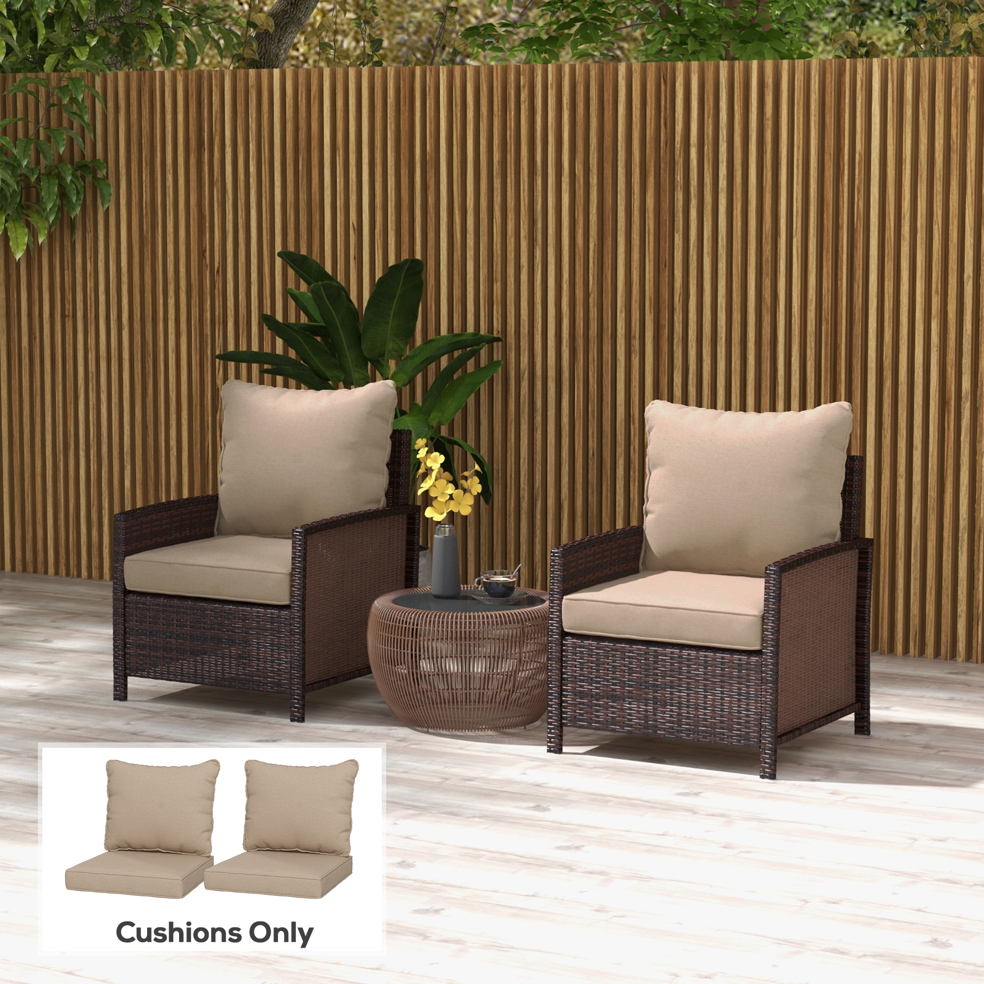 4-Piece Seat Cushion Pillows Replacement, Patio Chair Cushions Set with Back for Indoor Outdoor, Beige - Image 6