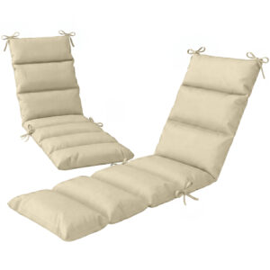 Outdoor Lounge Chair Cushion with Zipper Reversible Chaise Lounge Cushion for Patio Indoor/Outdoor Beige