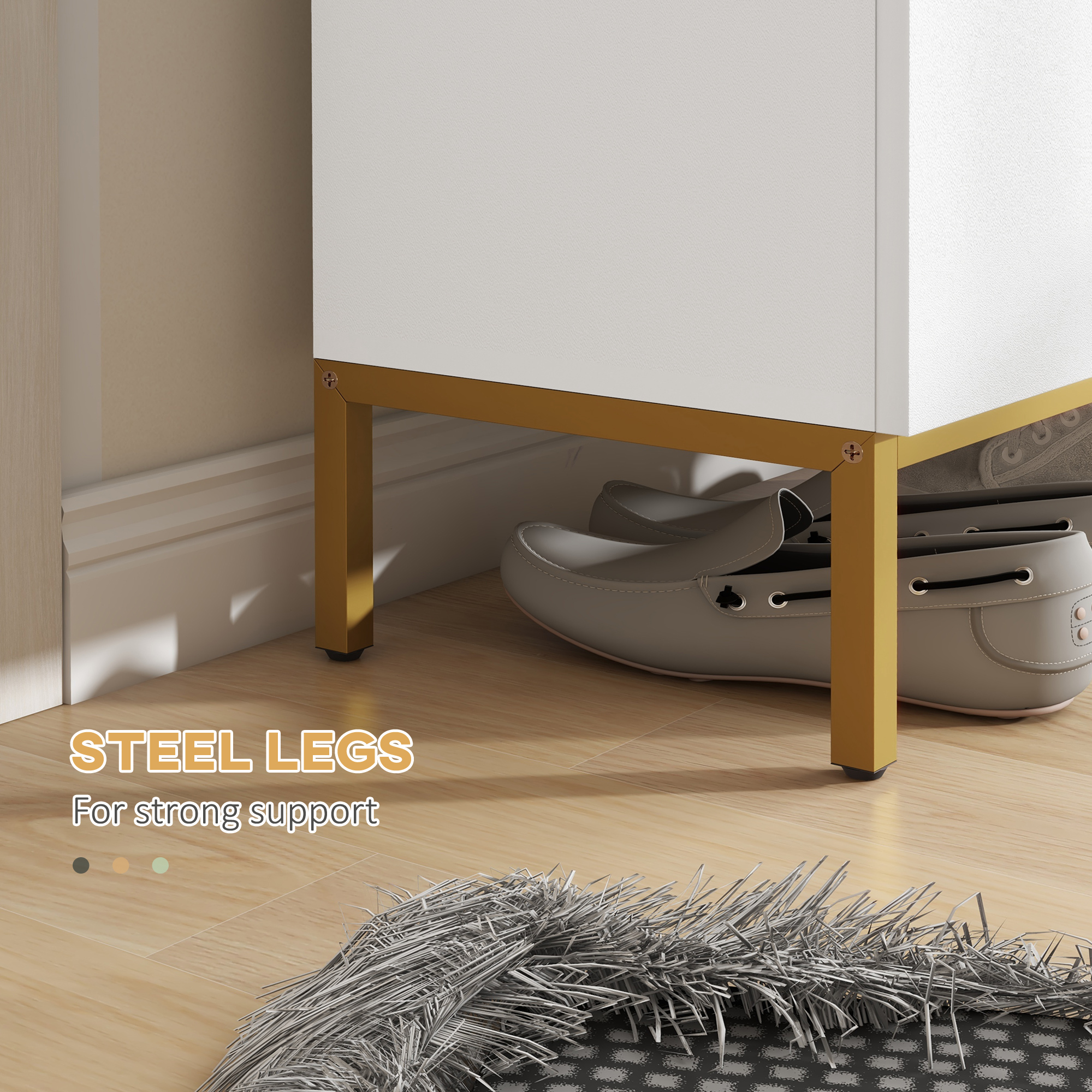 Shoe Storage Cabinet with Adjustable Shelves and Soft-Close Hinges, for 15-20 Pairs of Shoes, White - Image 4