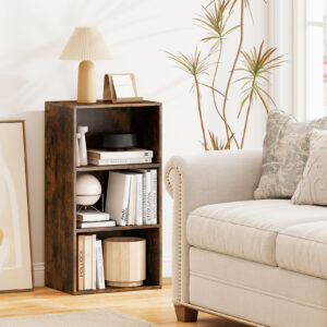 3 Open Shelf Bookcase Modern Storage Display Cabinet-Walnut