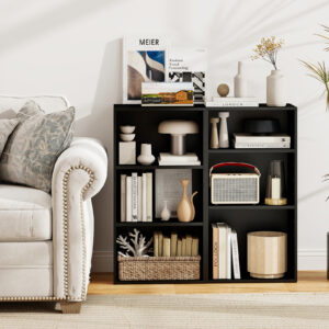 3 Open Shelf Bookcase Modern Storage Display Cabinet-Black