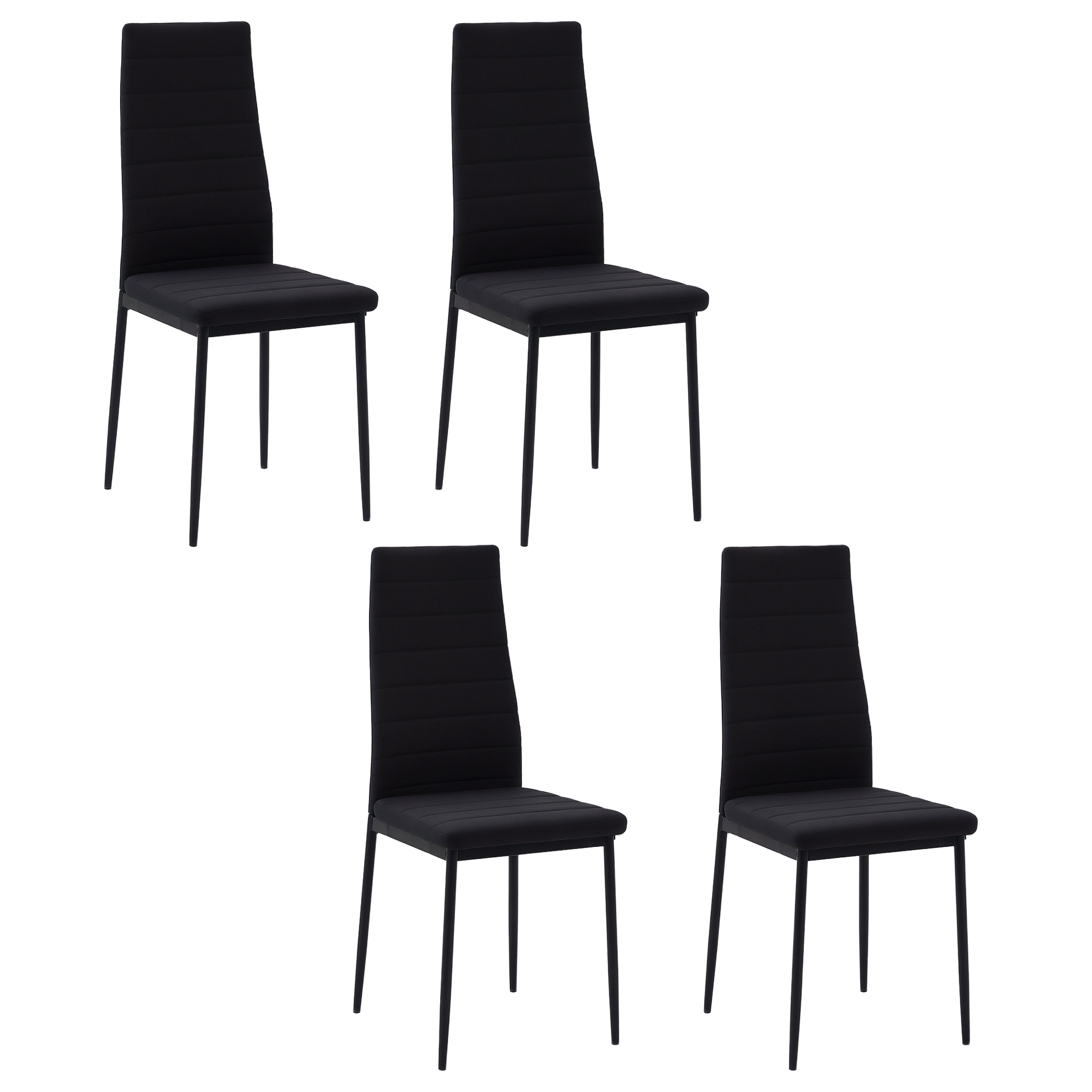 Modern Dining Chairs High Back Upholstered Linen Fabric with Metal Legs for Kitchen Black