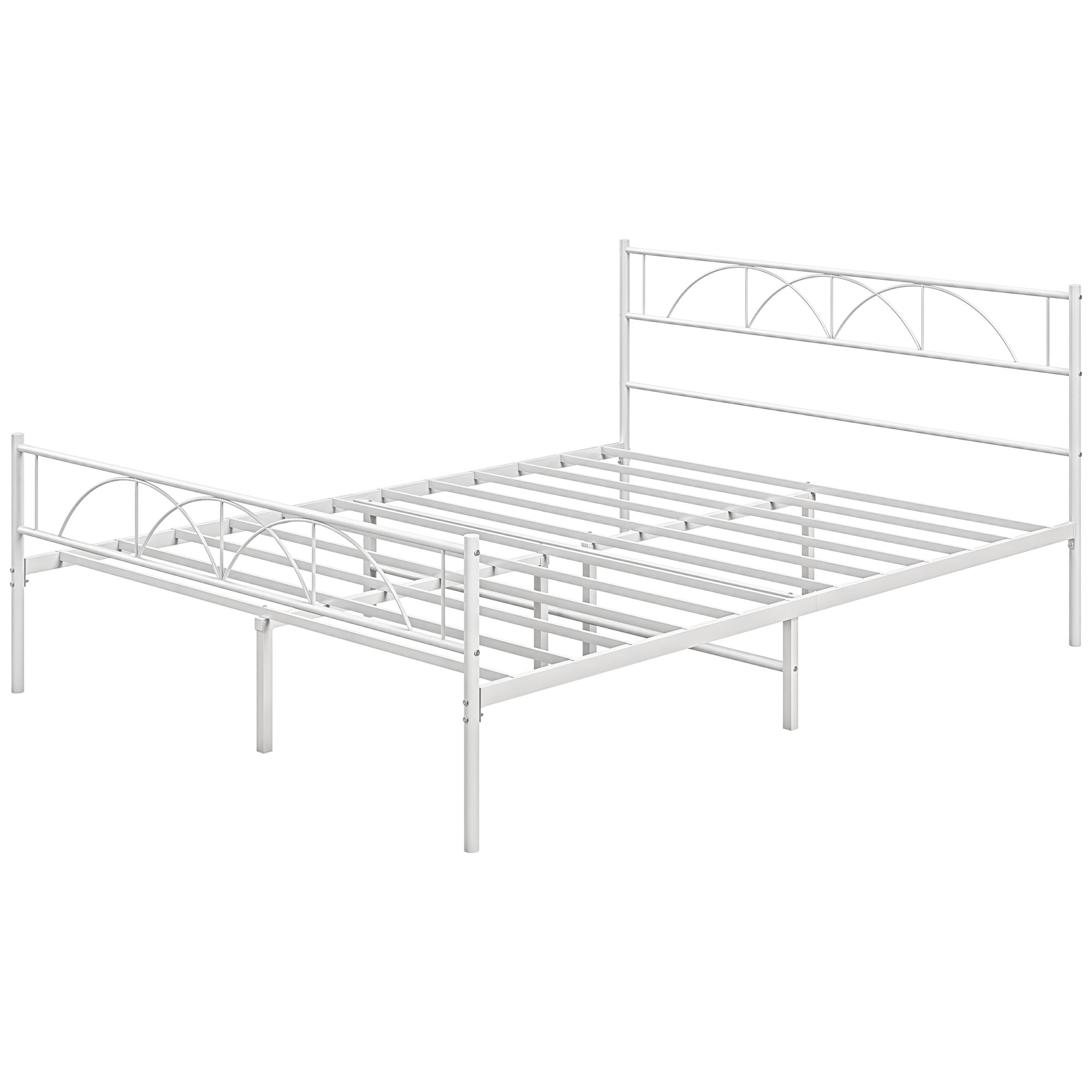 Metal Queen Platform Bed Frame with Headboard, Steel Slat Support, Underbed Storage, No Box Spring Needed, Easy Assembly