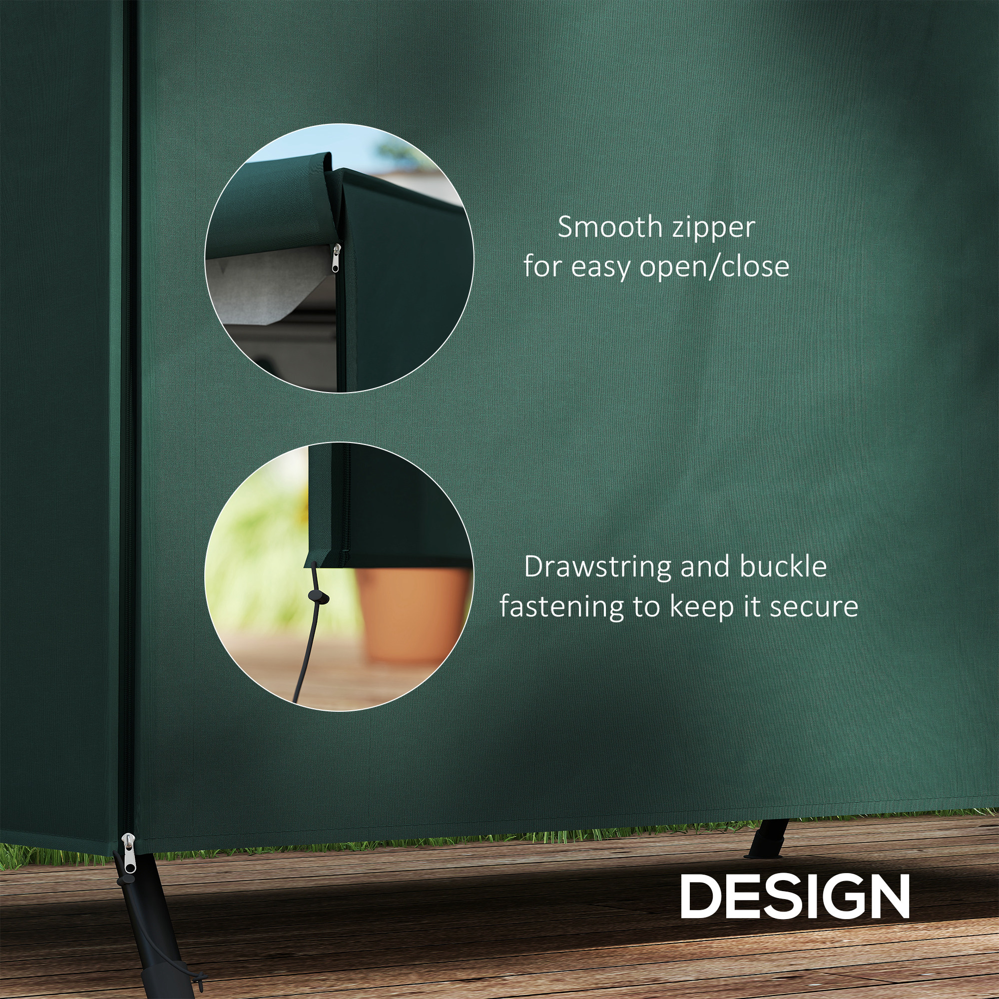 3-Seater Patio Swing Cover, Outdoor Garden Furniture Protection Hammock Glider Cover, 81" x 49" x 65", Dark Green - Image 4