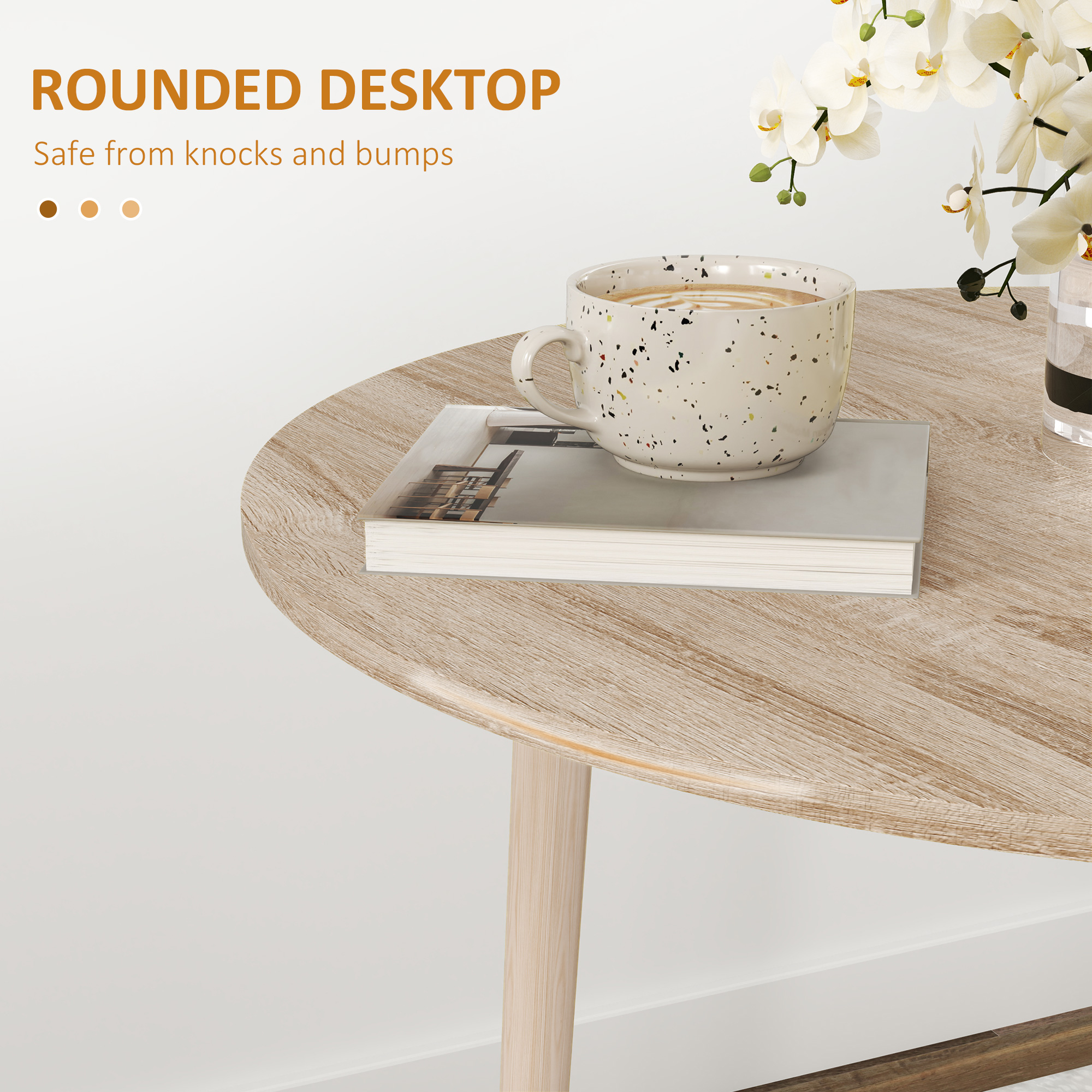 Folding Dining Table, Round Drop Leaf Kitchen Table for Small Spaces with Wood Legs, Oak - Image 5