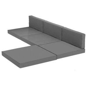 Patio Furniture Cushions Water-Repellent Outdoor Loveseat Cushion Removable Covers 23.6" x 23.6", Grey