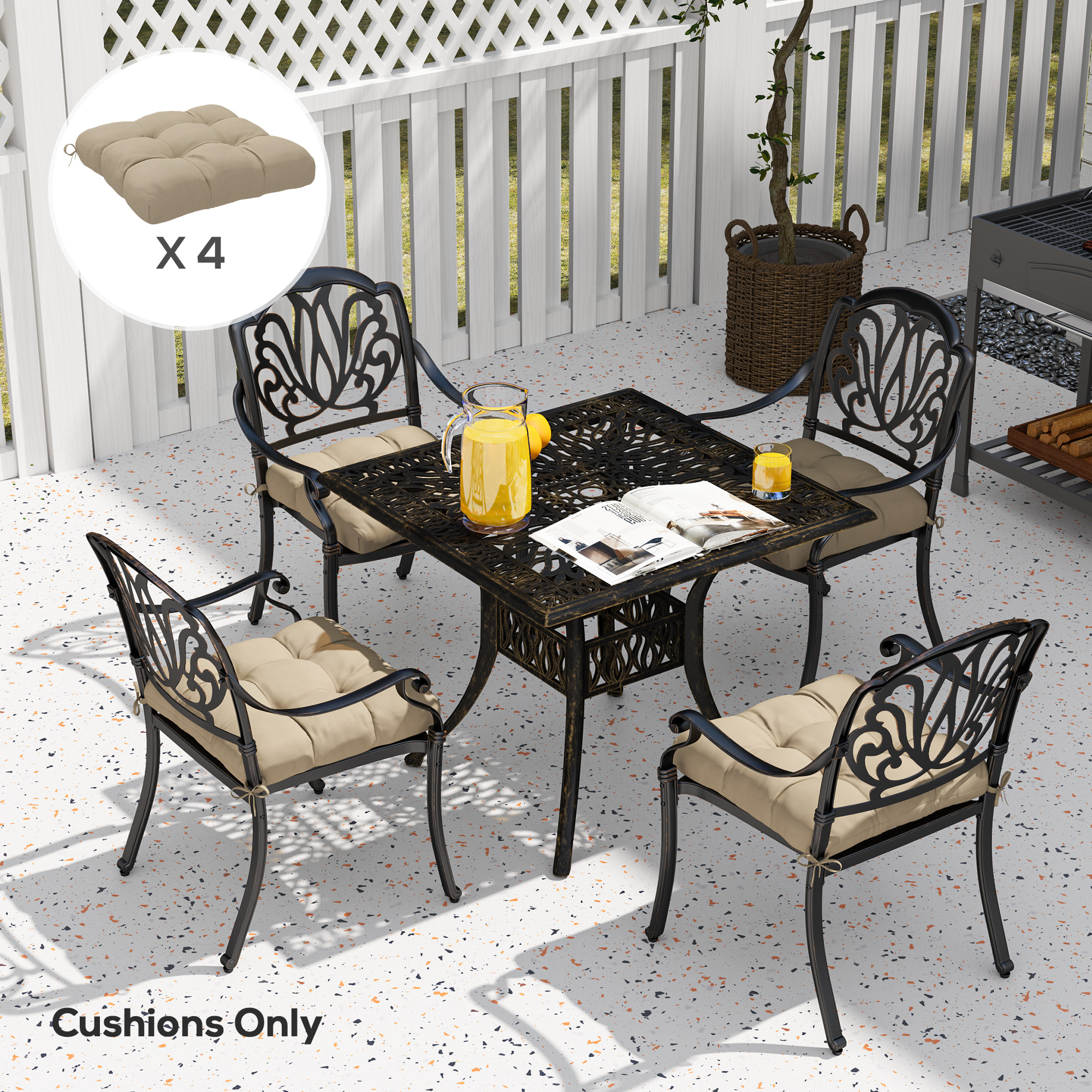 4-Piece Seat Cushion Pillows Replacement, Patio Chair Cushions Set with Ties for Indoor Outdoor - Image 5