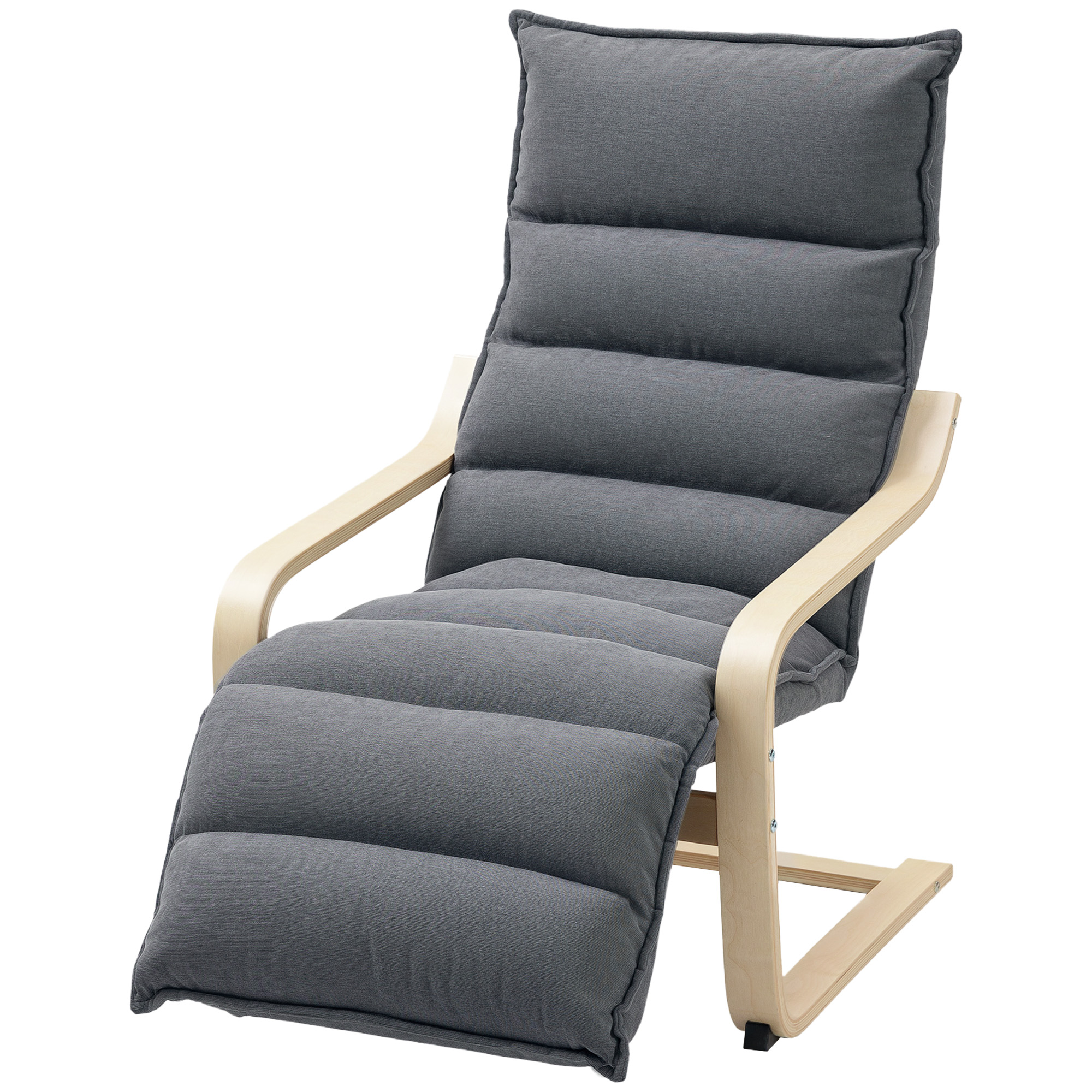 Accent Chair, Velvet Upholstered Living Room Chair with Footrest, Wood Frame, Dark Grey