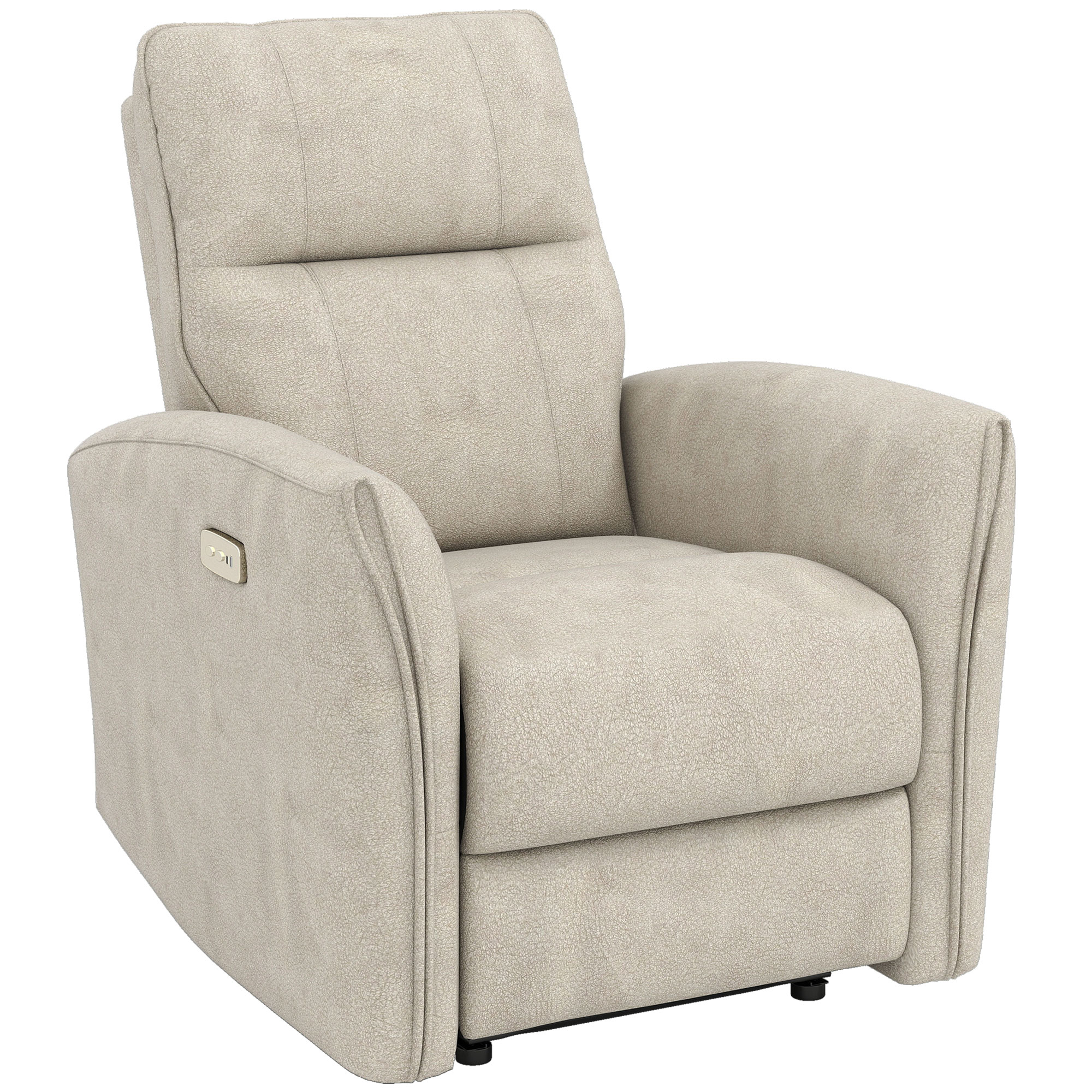 Power Recliner Chair, Dyed Fabric (Like Leathaire) Upholstered Recliner Chair with USB Ports, Footrest, Beige