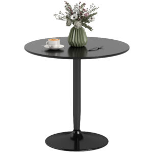 Modern Kitchen Table for 2 People, Round Dining Table with Steel Base for Living Room, Dining Room, Black