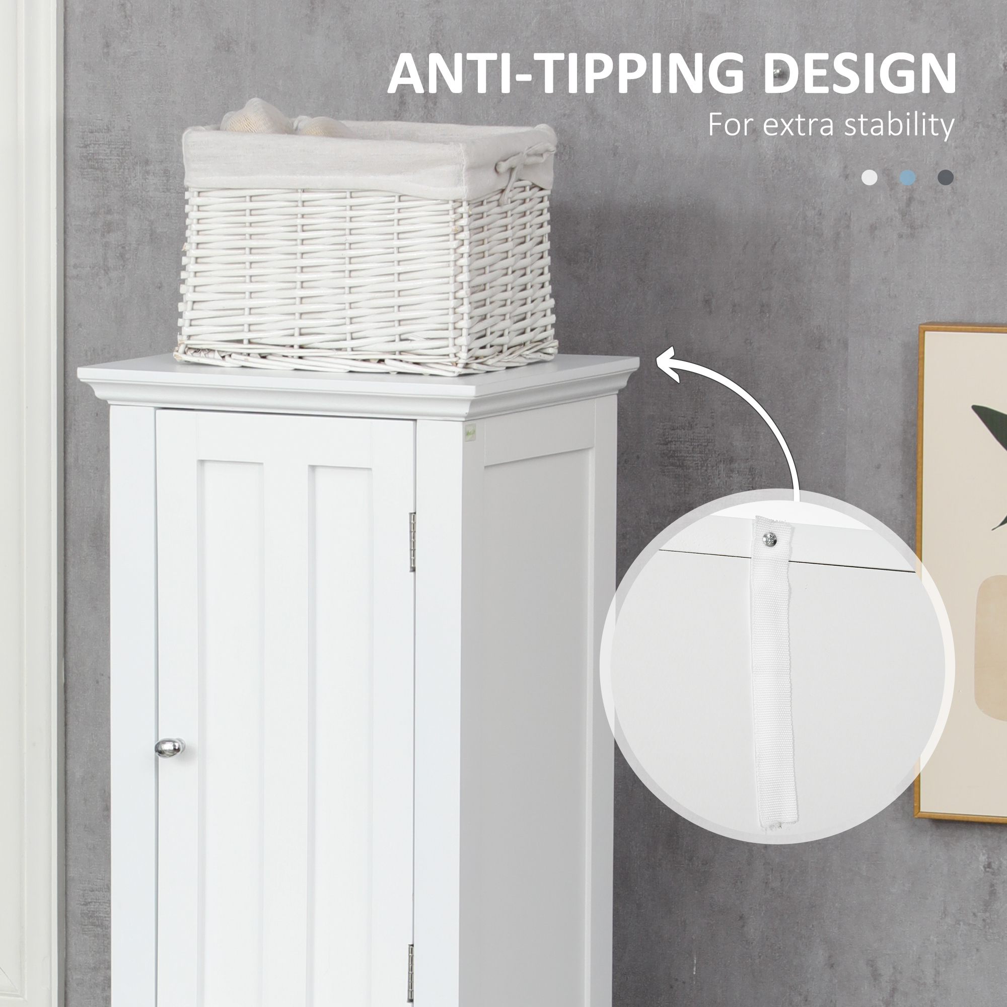Bathroom Cabinet, Freestanding Linen Cabinet with Open Shelves, 13.8" x 11.8" x 62.4", White - Image 4