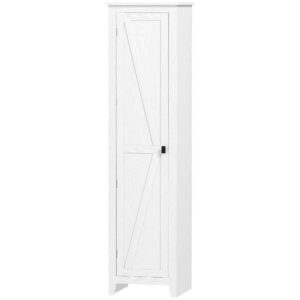 67" Farmhouse Kitchen Pantry Storage Cabinet with Barn Door, Kitchen Pantry Cabinet with Adjustable Shelves, White