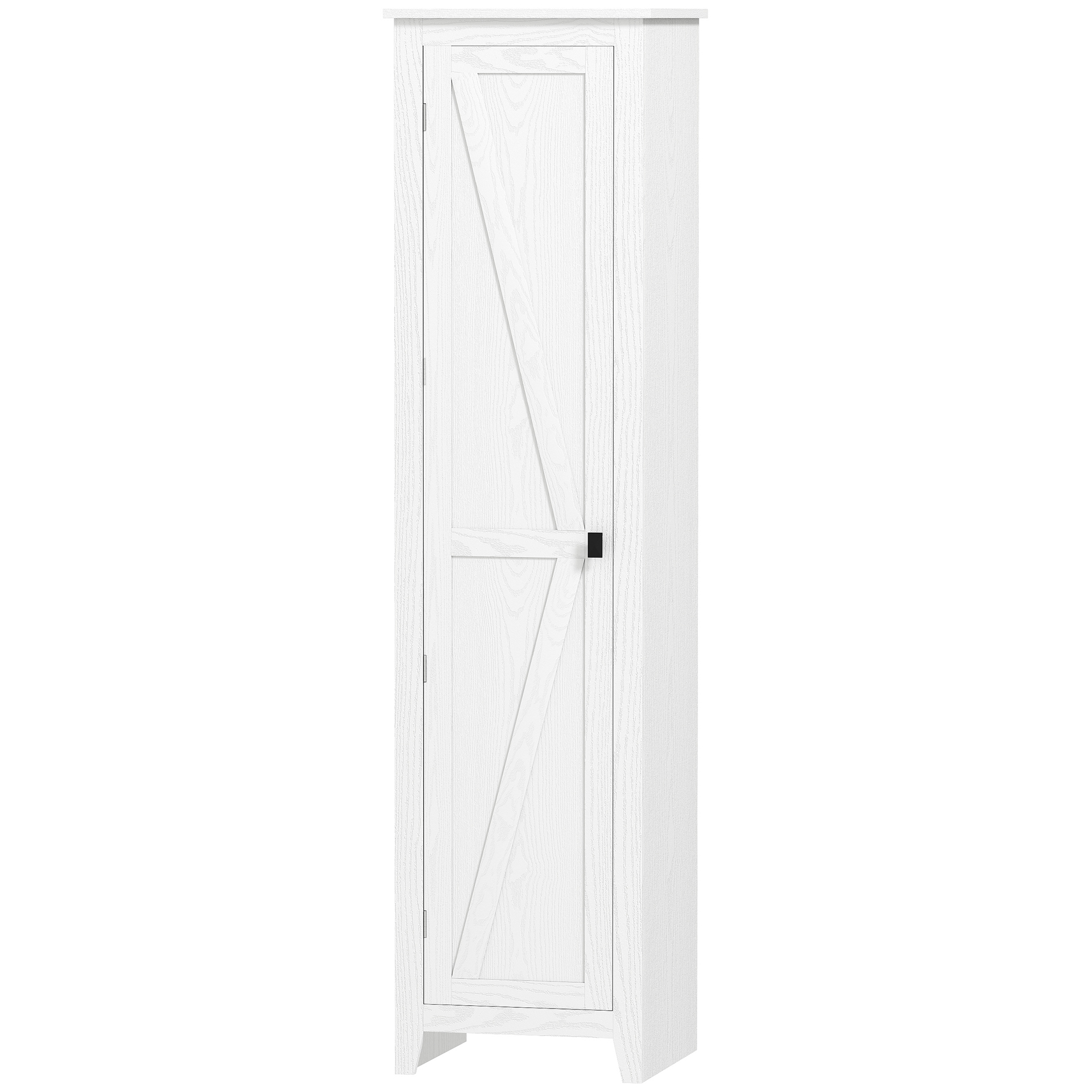 67" Farmhouse Kitchen Pantry Storage Cabinet with Barn Door, Kitchen Pantry Cabinet with Adjustable Shelves, White