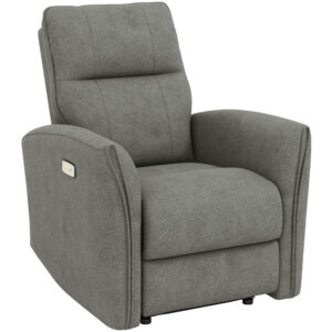 Power Recliner Chair, Dyed Fabric (Like Leathaire) Upholstered Recliner Chair with USB Ports, Footrest, Grey