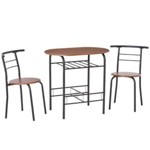 Dining Table Set of 3, 31.5" Kitchen Table and Chairs Set for 2 with Shelf, for Small Space, Dining Room, Living Room